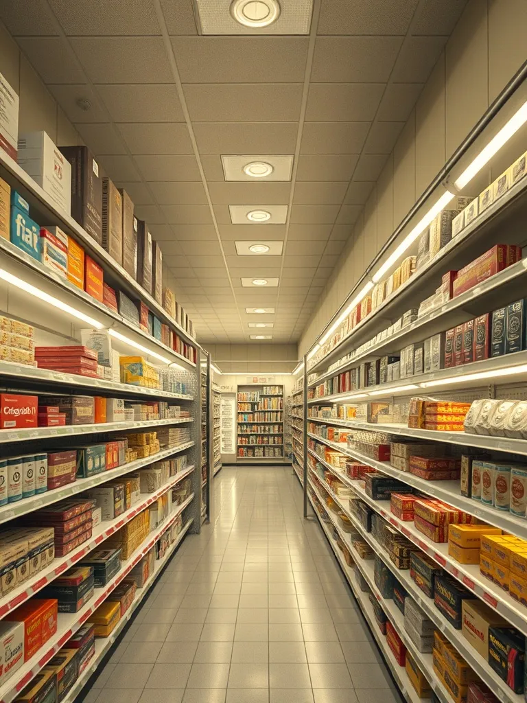 Interior of a 1970s socialist state department store, minima